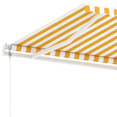 vidaXL Frittstående automatisk markise 500x300cm gul og hvit