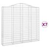 vidaXL Gabionkurver buede 7 stk 200x30x180/200 cm galvanisert jern