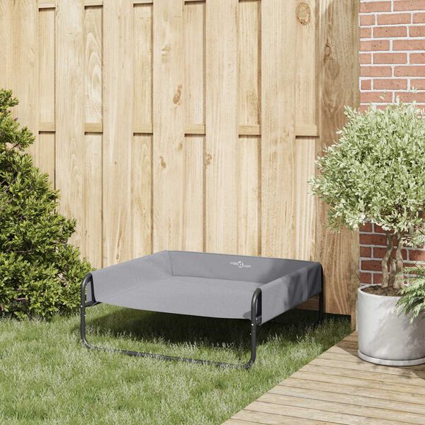 vidaXL Hundeseng Lysegr&aring; 85 x 85 x 33 cm St&aring;l