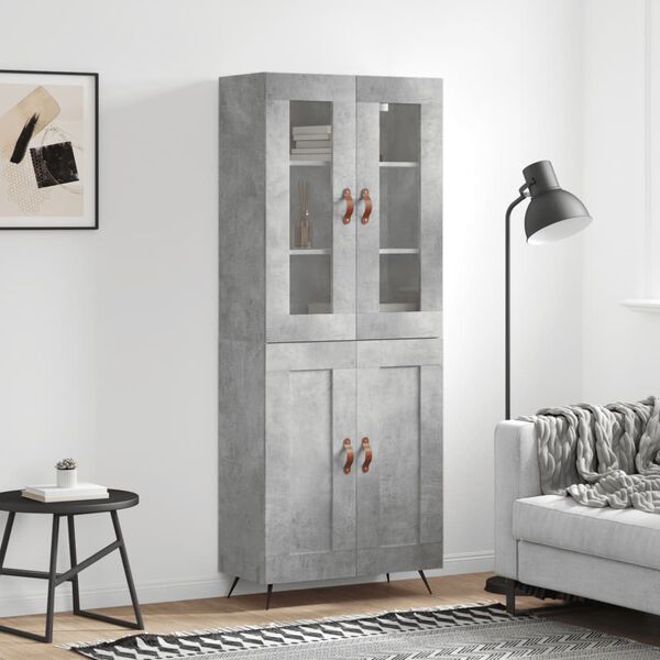 vidaXL Highboard betonggr&aring; 69,5x34x180 cm konstruert tre