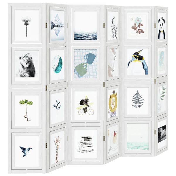 vidaXL Romdeler 6 paneler hvit heltre keisertre