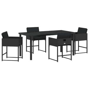 vidaXL Hage Spisegruppe 5 pcs Svart polyrotting
