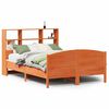 vidaXL Seng med bokhylle uten madrass voksbrun 140x190 cm heltre furu