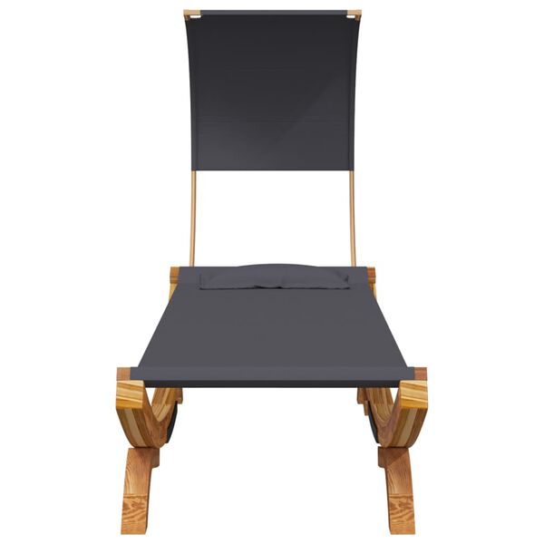 vidaXL Loungeseng med solskjerm 100x200x126 cm bøyd heltre antrasitt