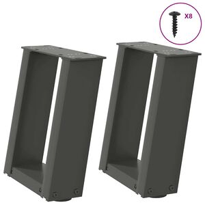 vidaXL Salongbordben U-formet 2 stk antrasitt 30x(30-31) cm st&aring;l