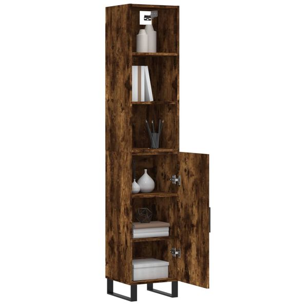vidaXL Highboard r&oslash;kt eik 34,5x34x180 cm konstruert tre