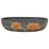 vidaXL Benkeservant gr&aring; og svart oval 59x40x14 cm keramikk