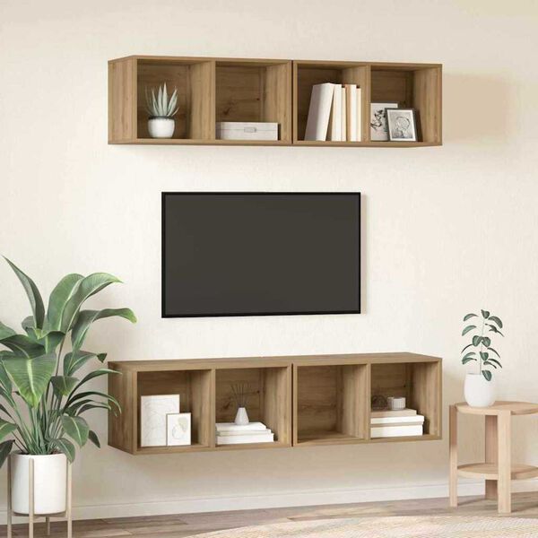 vidaXL TV-benksett 4 pcs Artisan Eik 37 x 37 x 72 cm Konstruert tre