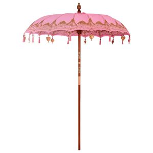 vidaXL Balinesisk Parasol Rosa 185 x 185 x 260 cm