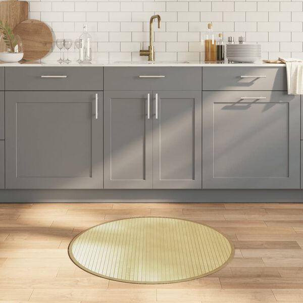 vidaXL Teppe rund lys naturell 80 cm bambus