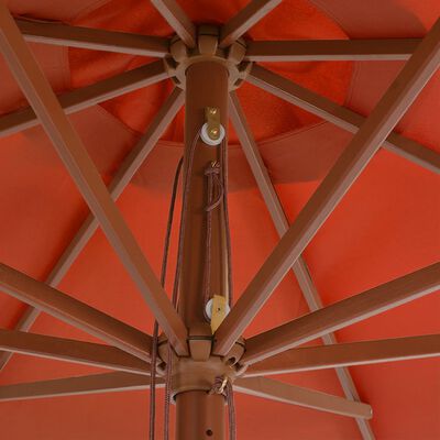 vidaXL Parasoll med trestang 350 cm terrakotta