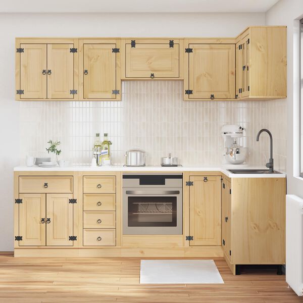 vidaXL Kabinett med skuff med hylle med d&oslash;r 10 pcs Honning Massiv furu