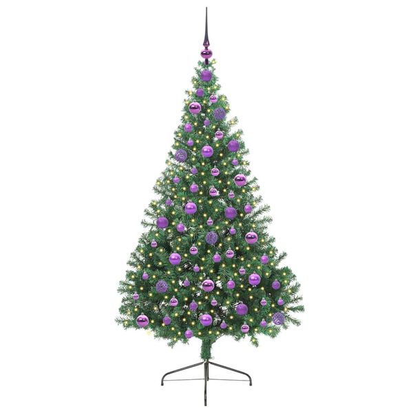 vidaXL Kunstig Forhåndsopplyst Juletre med 300 LED grønn 180 cm PVC