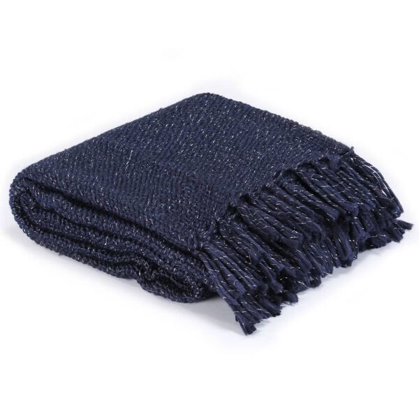 vidaXL Pledd lurex 220x250 cm marineblå