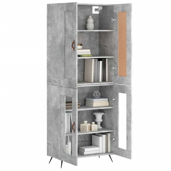 vidaXL Highboard betonggr&aring; 69,5x34x180 cm konstruert tre