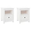 vidaXL Nattbord 2 stk hvit 40x35x49 cm heltre furu