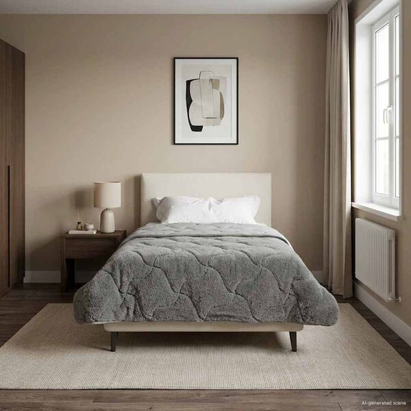 vidaXL Full &aring;r dyne Antrasitt 140 x 220 cm Mikrofiber og Teddy fleece