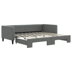 vidaXL Uttrekkbar dagseng m&oslash;rkegr&aring; 90x190 cm stoff