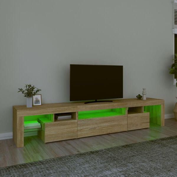 vidaXL TV-benk med LED-lys sonoma eik 215x36,5x40 cm