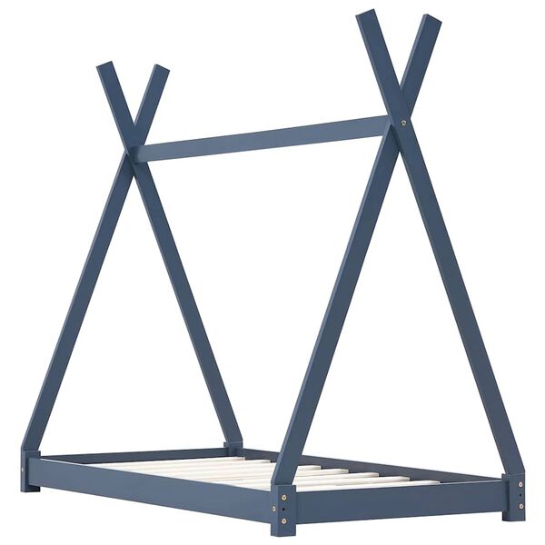 vidaXL Sengeramme for barn heltre furu grå 80x160 cm