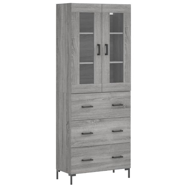 vidaXL Highboard gr&aring; sonoma 69,5x34x180 cm konstruert tre