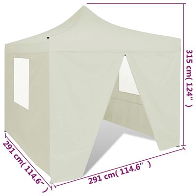 vidaXL Sammenleggbart telt med 4 vegger 3 x 3 m kremhvit