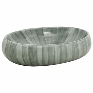vidaXL Benkeservant gr&oslash;nn oval 59x40x15 cm keramikk