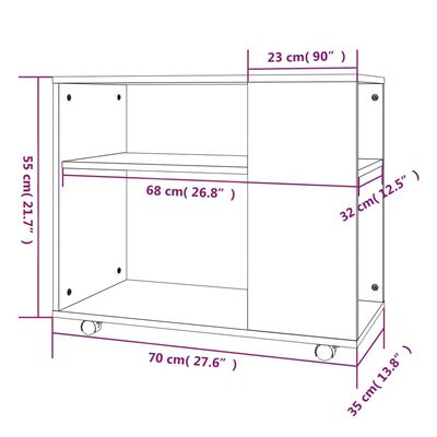 vidaXL Sidebord grå sonoma 70x35x55 cm konstruert tre