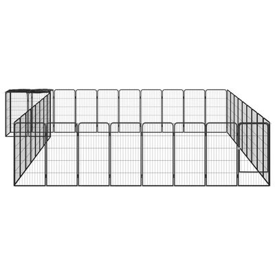 vidaXL Hundegrind med 38 paneler svart 50x100 cm pulverlakkert stål