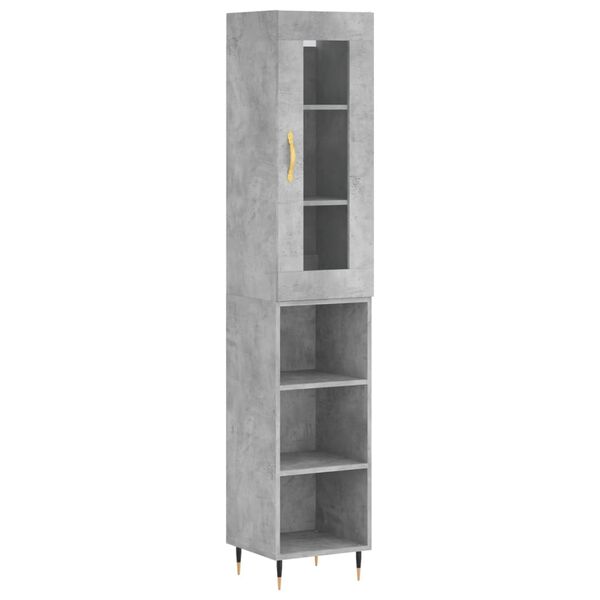 vidaXL Highboard betonggr&aring; 34,5x34x180 cm konstruert tre