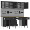 vidaXL Arbeidsskap med skuff 10 pcs Svart Konstruksjonsvirke og st&aring;l