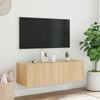 vidaXL Vegghengt TV-benk med LED sonoma eik 100x35x31 cm
