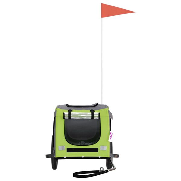 vidaXL Kj&aelig;ledyrsykkelhenger gr&oslash;nn og gr&aring; oxfordstoff og jern