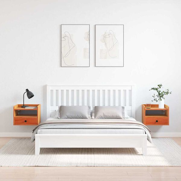 vidaXL Nattbord 2 pcs Vokset Brun 38 x 36 x 29,5 cm Heltre furu