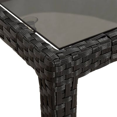 vidaXL Hagebord 150x90x75 cm herdet glass og polyrotting svart