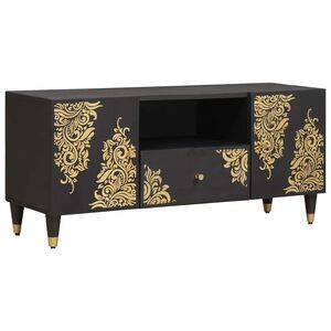 vidaXL TV-skap med skuff Svart 105 x 33 x 46 cm Massiv mango tre
