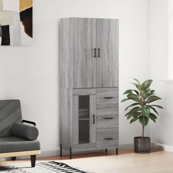 vidaXL Highboard gr&aring; sonoma 69,5x34x180 cm konstruert tre