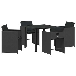 vidaXL Hage Spisegruppe 5 pcs Svart polyrotting