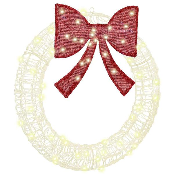 vidaXL Krans med 60 LED Varmhvit 75 cm Akryl