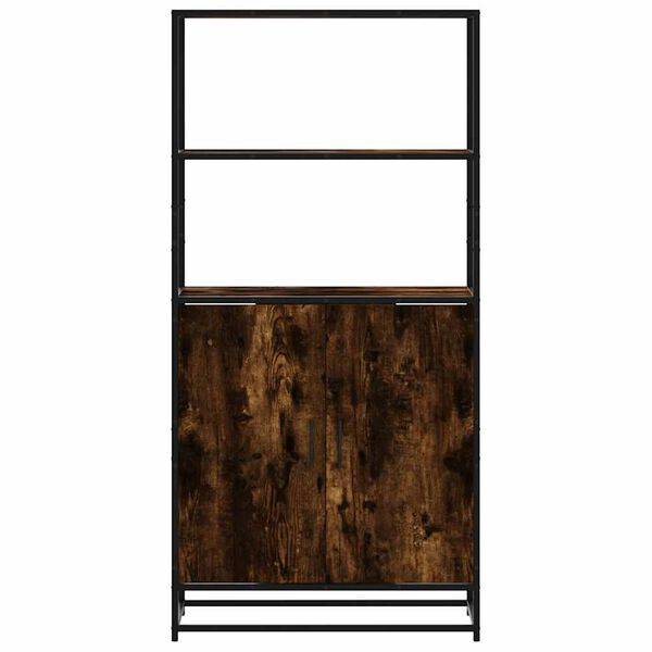 vidaXL Highboard røkt eik 68x35x139 cm konstruert tre og metall