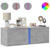 vidaXL Vegghengt TV-benk med LED-lys betonggr&aring; 100x31x35 cm