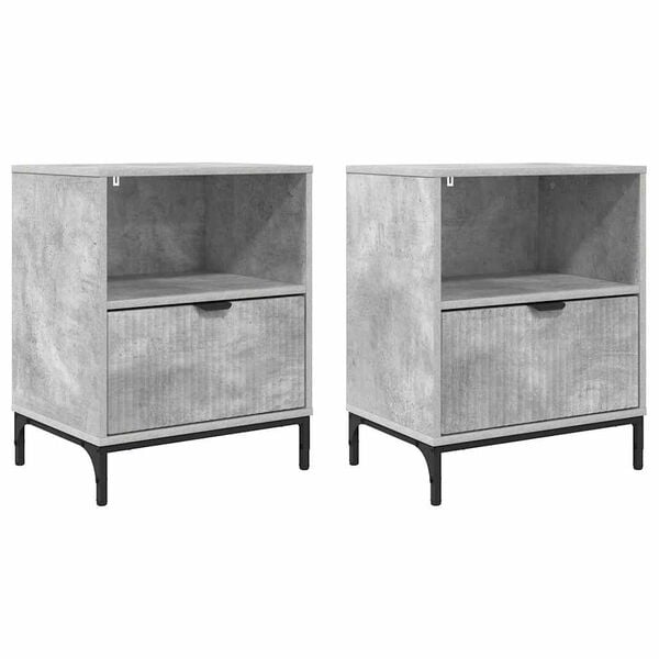 vidaXL Nattbordskap 2 pcs Betonggr&aring; 49 x 36 x 61 cm Konstruert tre