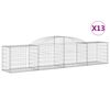vidaXL Gabionkurver buede 13 stk 300x50x60/80 cm galvanisert jern