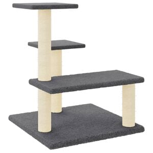 vidaXL Kattetre med klorestolper i sisal m&oslash;rkegr&aring; 61 cm