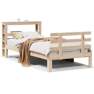 vidaXL Sengeramme med hodegavl 90x200 cm heltre furu