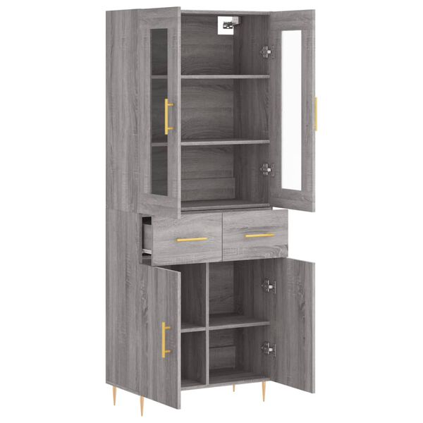 vidaXL Highboard gr&aring; sonoma 69,5x34x180 cm konstruert tre