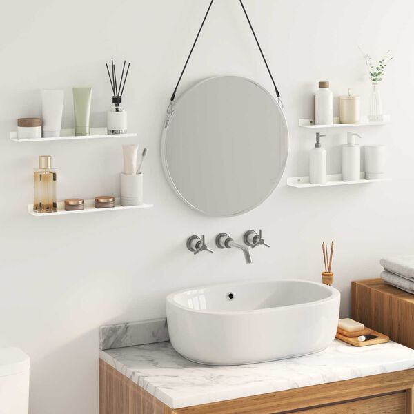 vidaXL Flytende hylle Veggmontert 4 pcs Hvit 40 x 9 x 2,5 cm St&aring;l