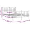 vidaXL Sengeramme i metall med hode- og fotgavl hvit 140x200 cm