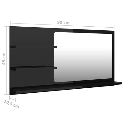 vidaXL Baderomsspeil høyglans svart 90x10,5x45 cm sponplate