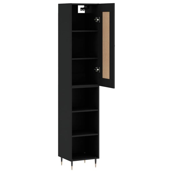 vidaXL Highboard svart 34,5x34x180 cm konstruert tre